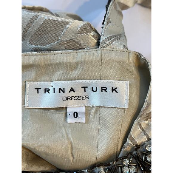 Trina Turk Embellished Shift Cocktail Dress Womens 0 Y2K Chic Event Gala Glam - Picture 3 of 16